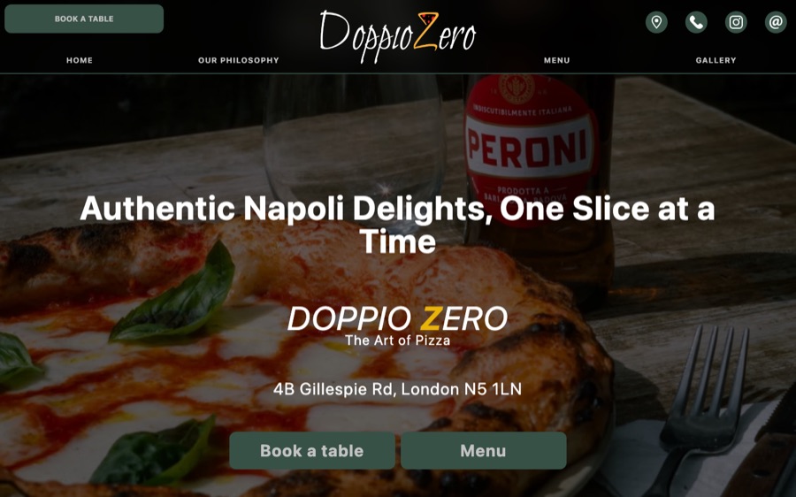 Web con reserva de mesa – Doppio Zero Pizzeria